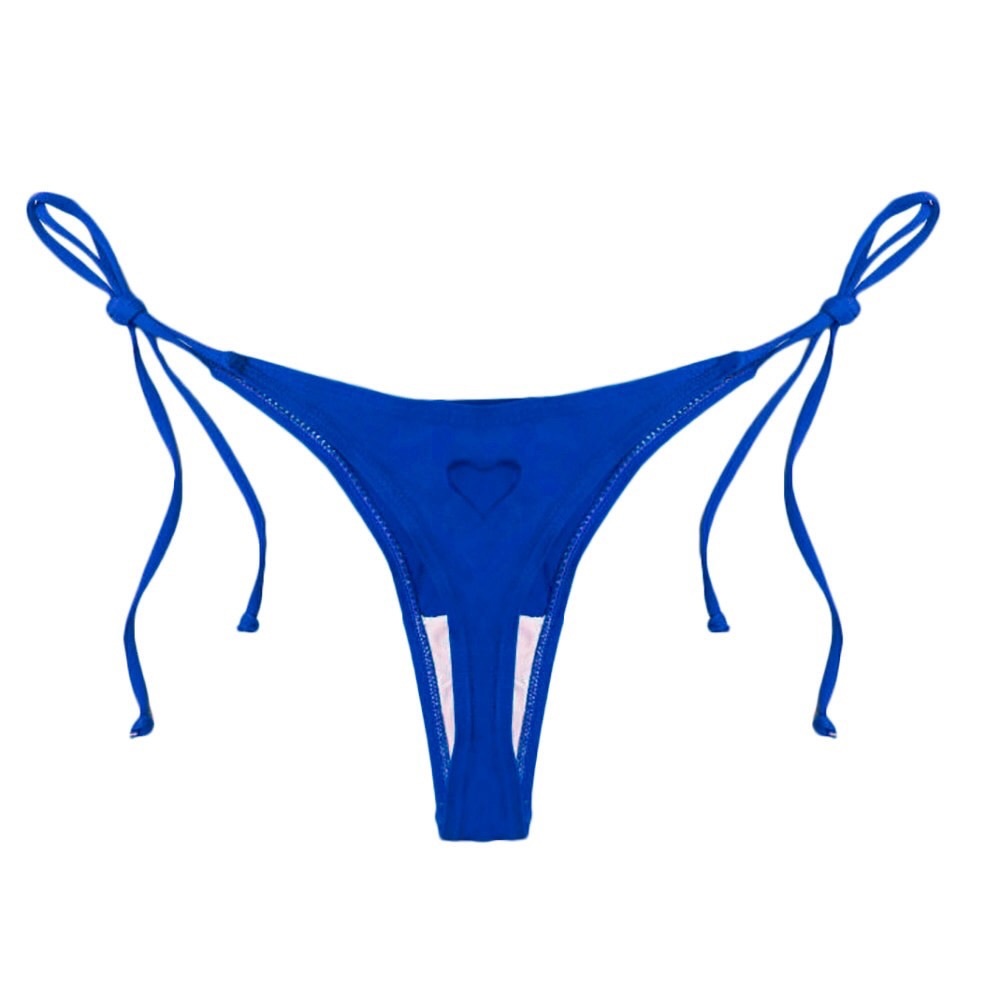 Blue Heart Cutout Tie Sides Bikini Bottoms NWT - Picture 3 of 6